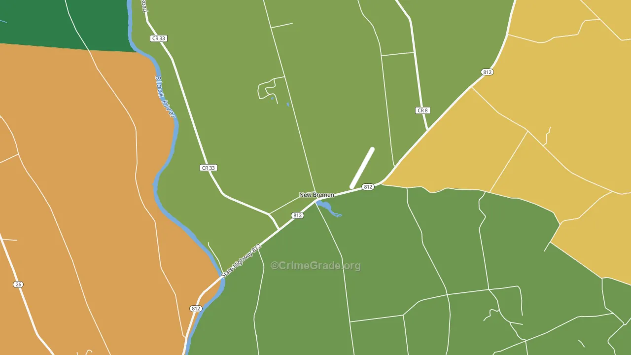 New Bremen, NY Map of Robbery Rates