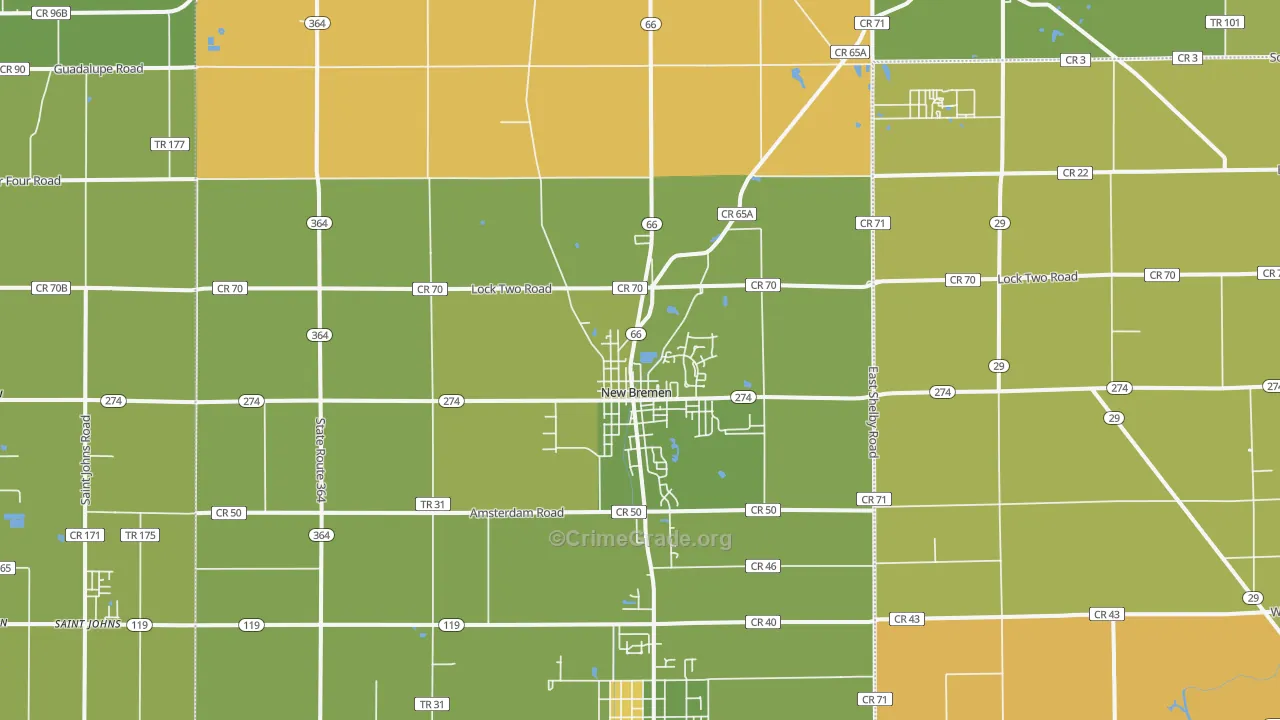 New Bremen, OH Map of Robbery Rates