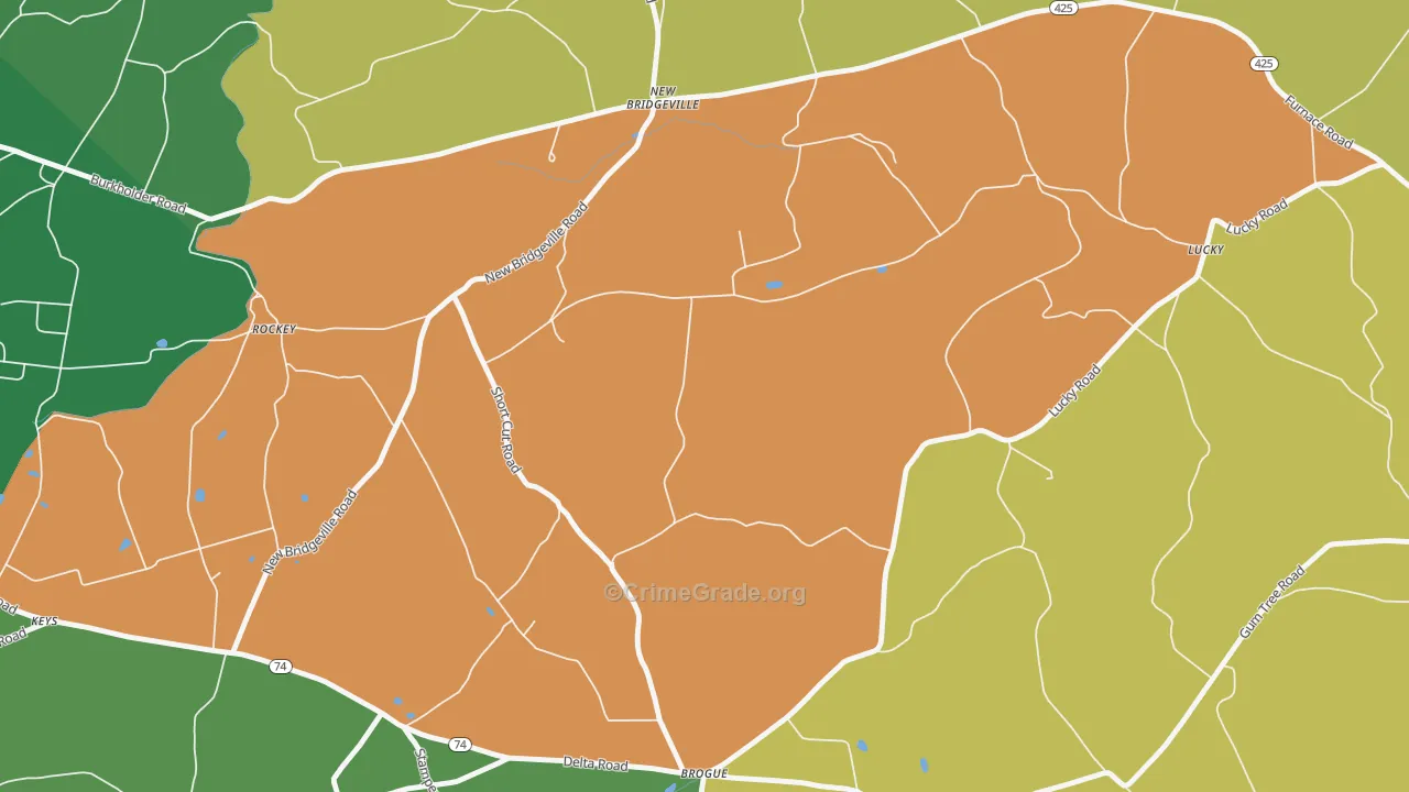 New Bridgeville, PA Map of Robbery Rates