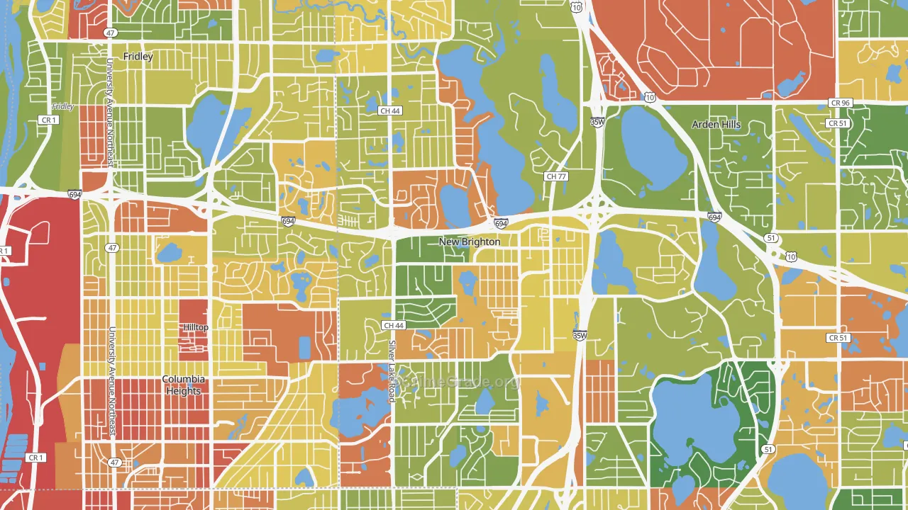 New Brighton, MN Map of Robbery Rates