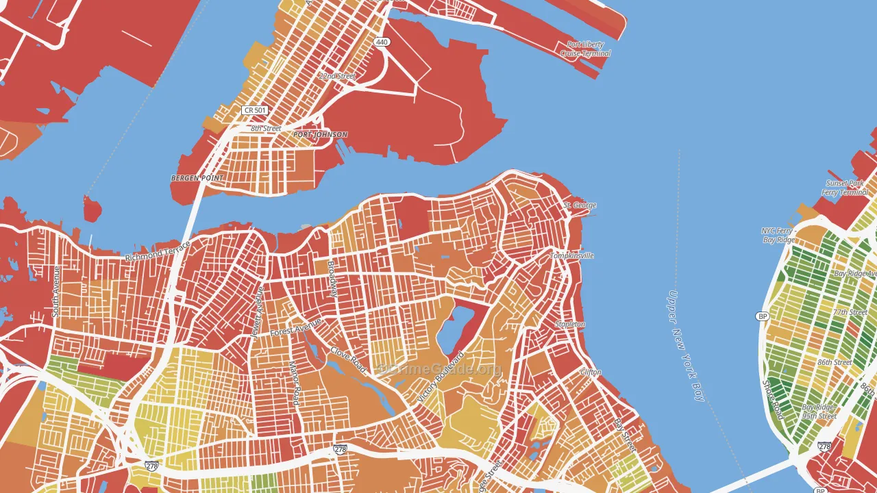 New Brighton, Staten Island, NY Map of Robbery Rates