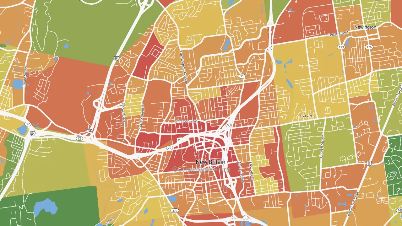 New Britain, CT Map of Robbery Rates