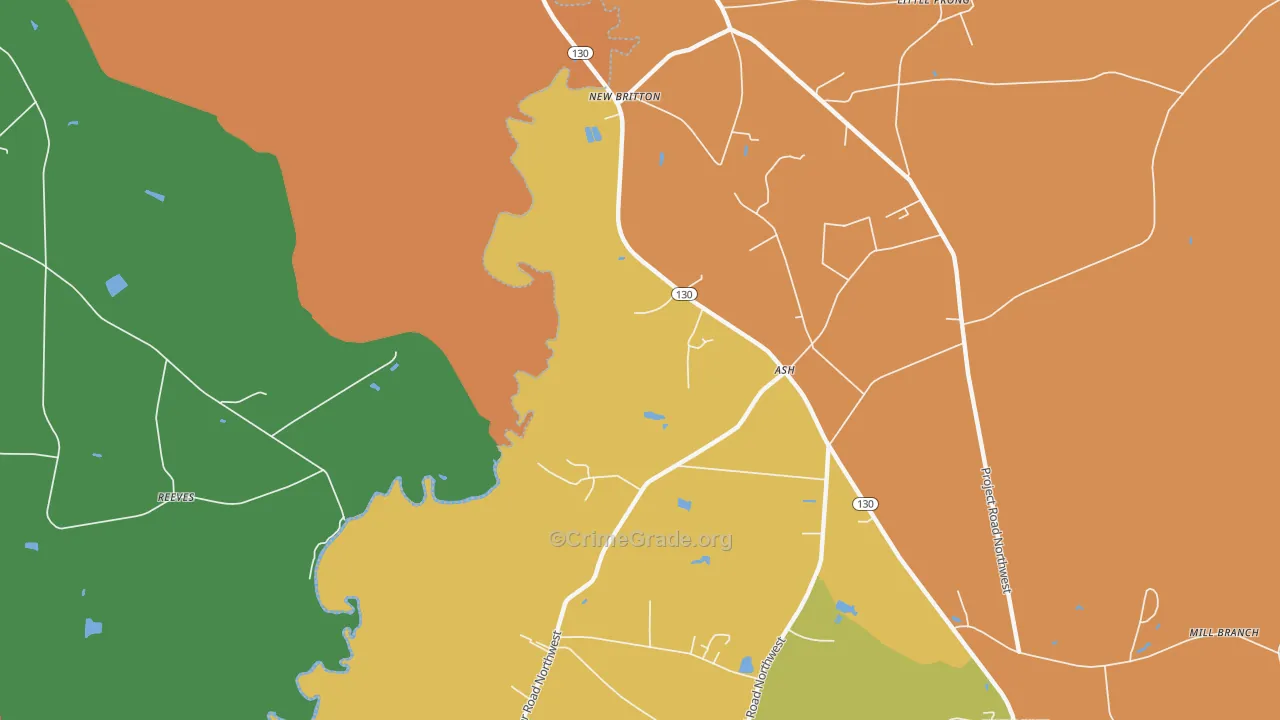 New Britton, NC Map of Robbery Rates
