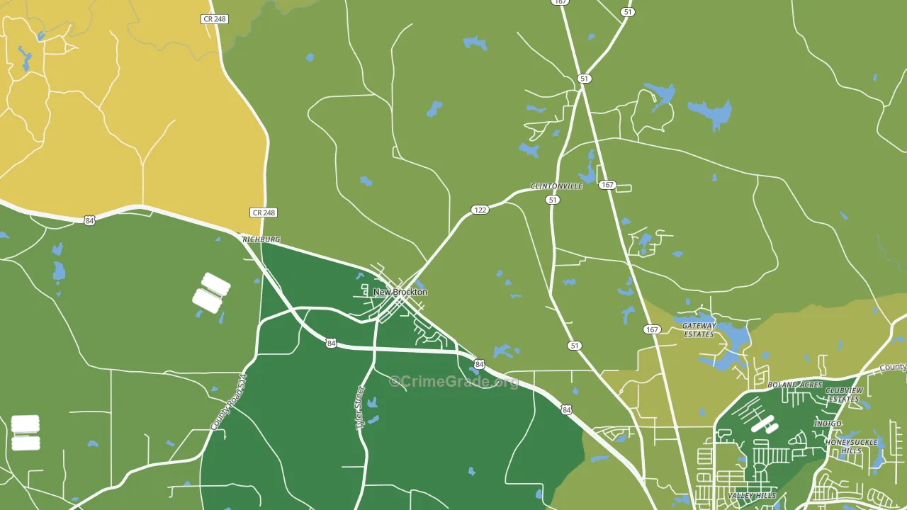 New Brockton, AL Map of Robbery Rates