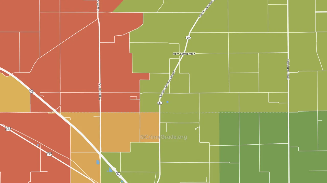 New Brunswick, IN Map of Robbery Rates