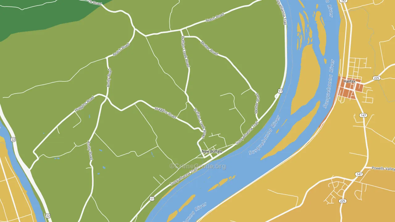 New Buffalo, PA Map of Robbery Rates