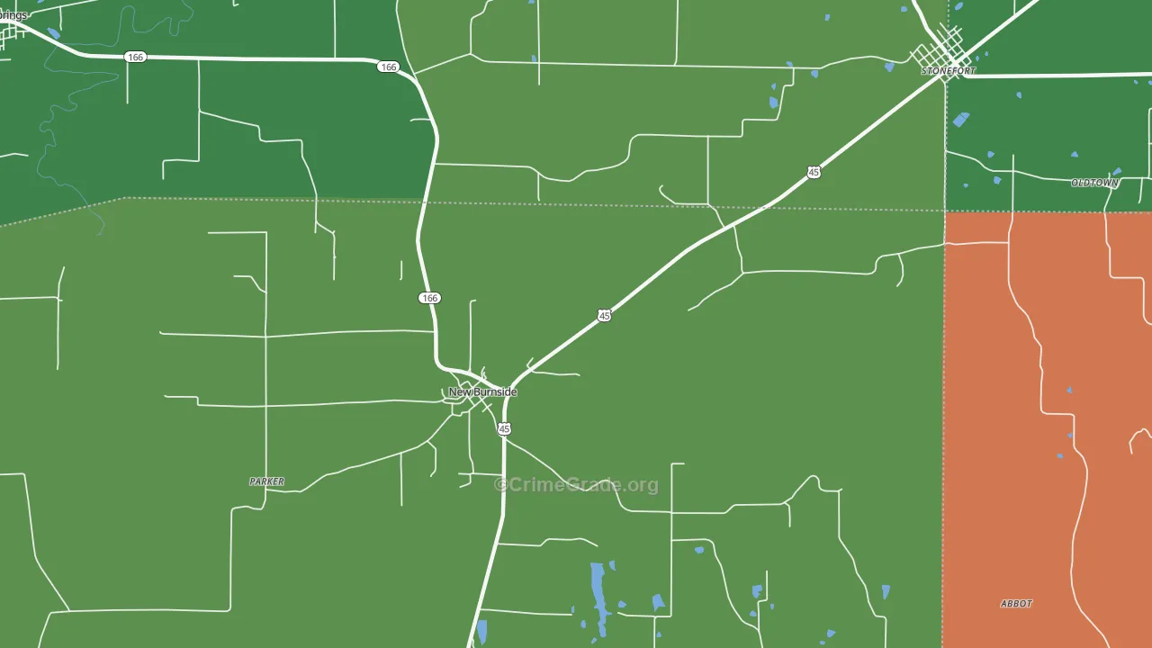 New Burnside, IL Map of Robbery Rates
