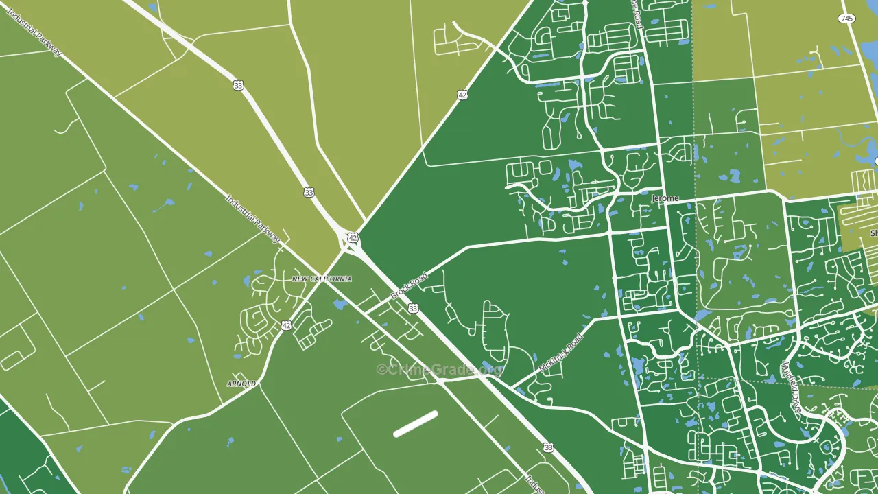 New California, OH Map of Robbery Rates