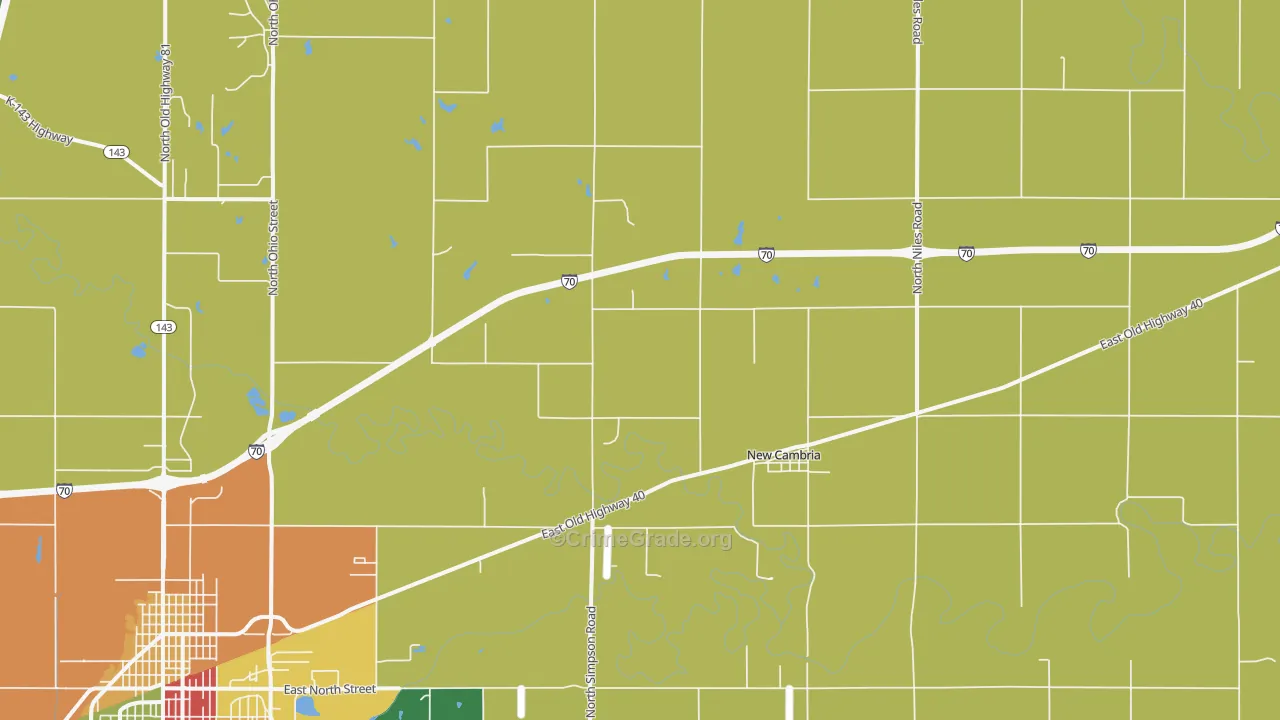 New Cambria, KS Map of Robbery Rates