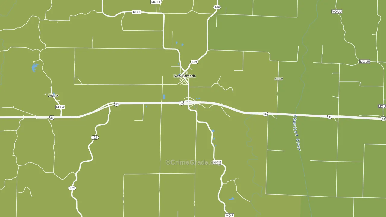 New Cambria, MO Map of Robbery Rates