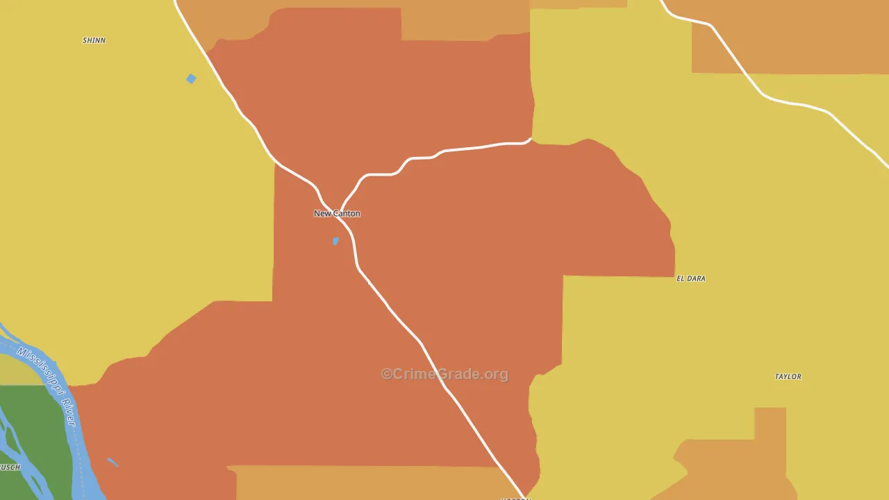 New Canton, IL Map of Robbery Rates