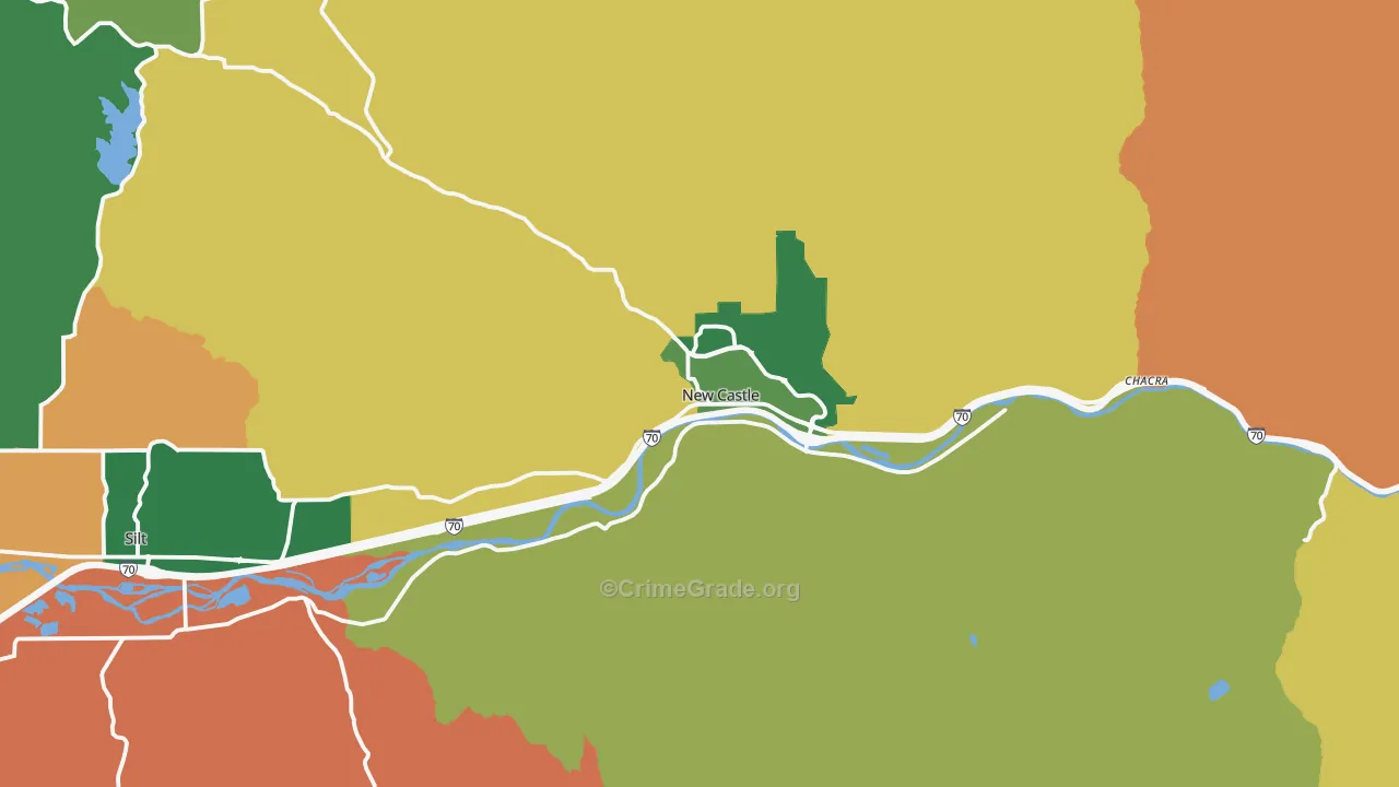 New Castle, CO Map of Robbery Rates