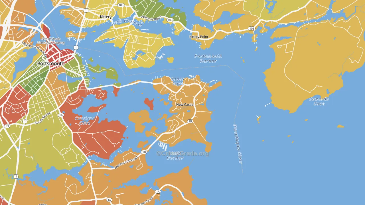 New Castle, NH Map of Robbery Rates