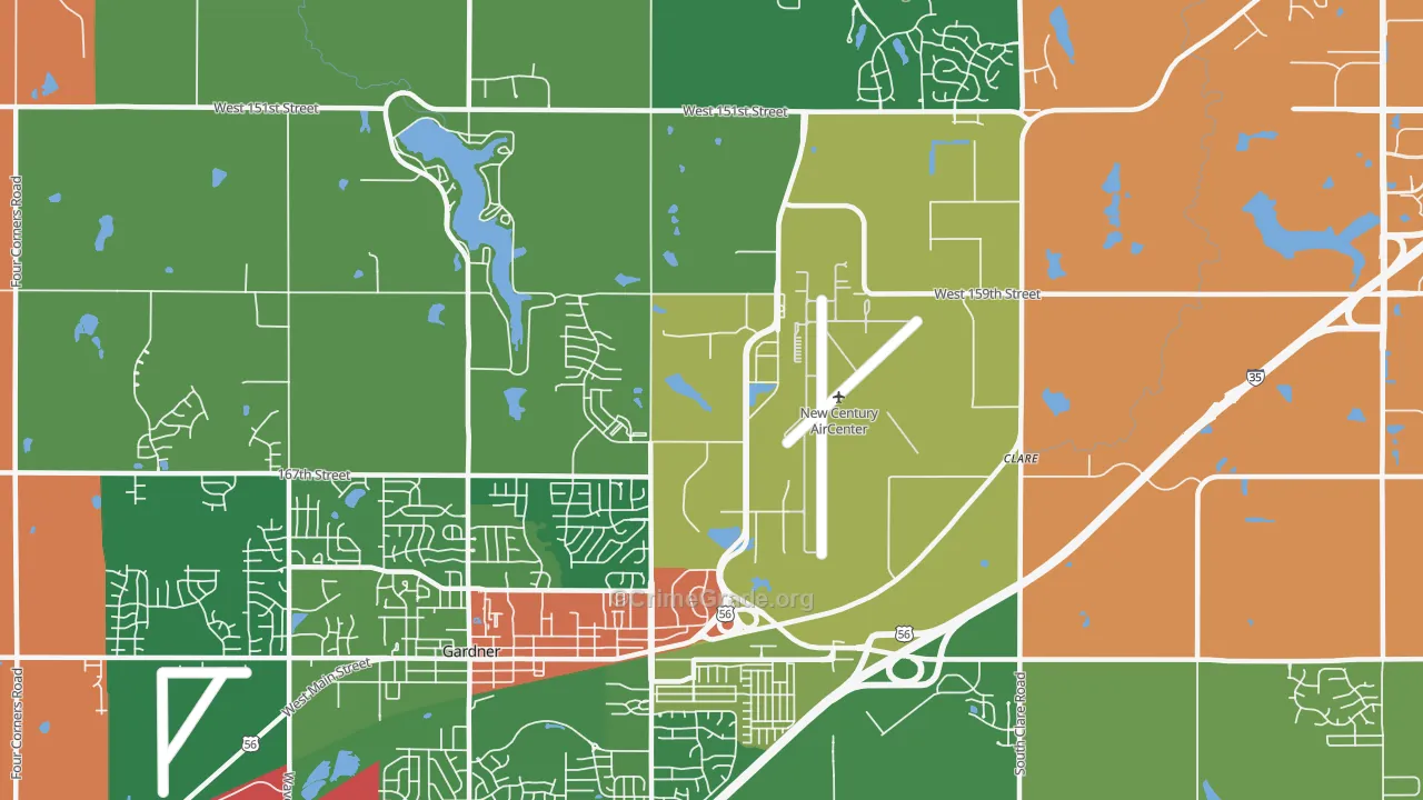 New Century, KS Map of Robbery Rates
