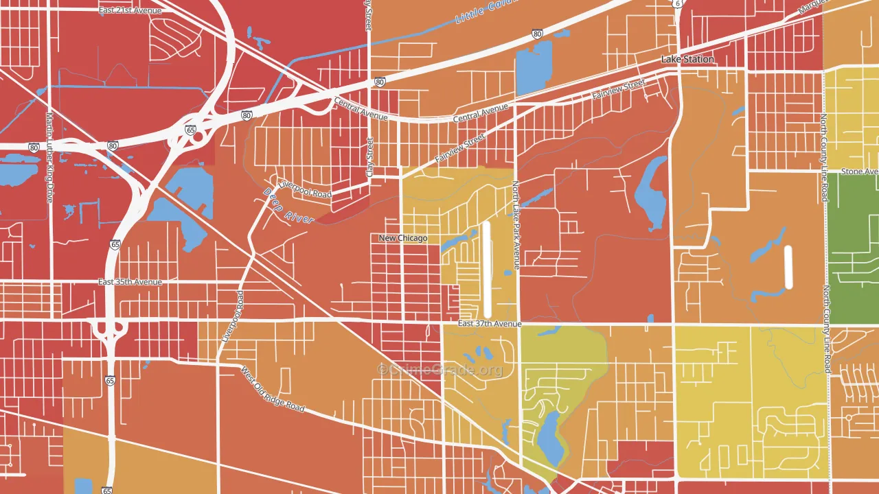 New Chicago, IN Map of Robbery Rates