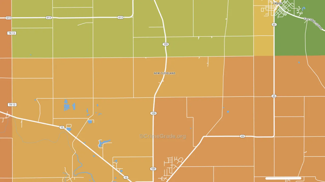 New Cleveland, OH Map of Robbery Rates