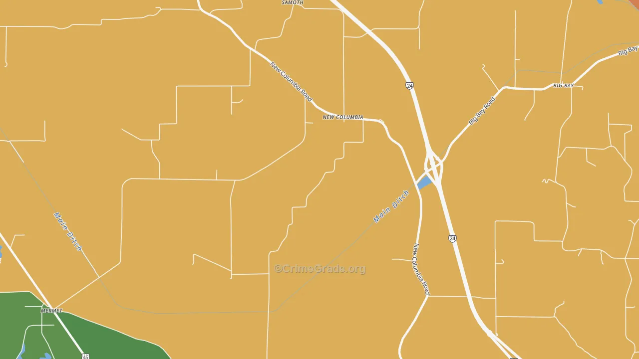 New Columbia, IL Map of Robbery Rates
