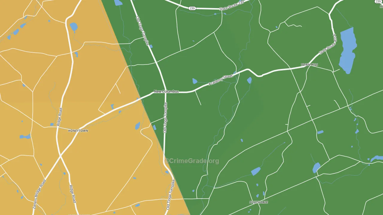 New Columbus, PA Map of Robbery Rates