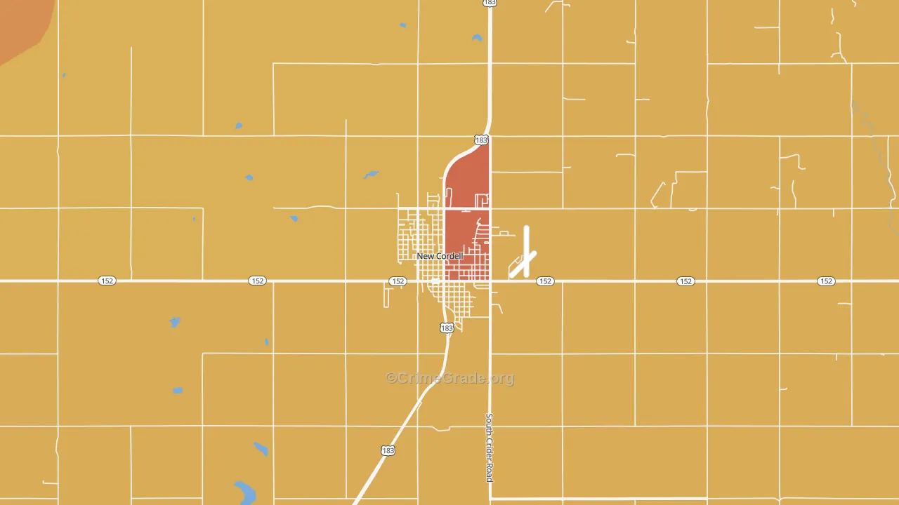 New Cordell, OK Map of Robbery Rates