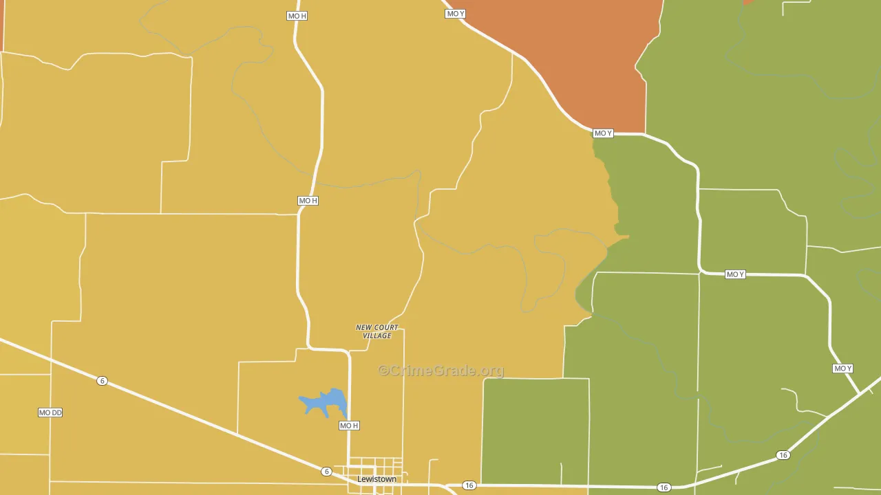 New Court Village, MO Map of Robbery Rates