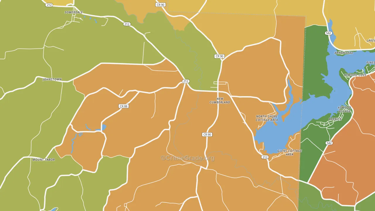 New Cumberland, OH Map of Robbery Rates