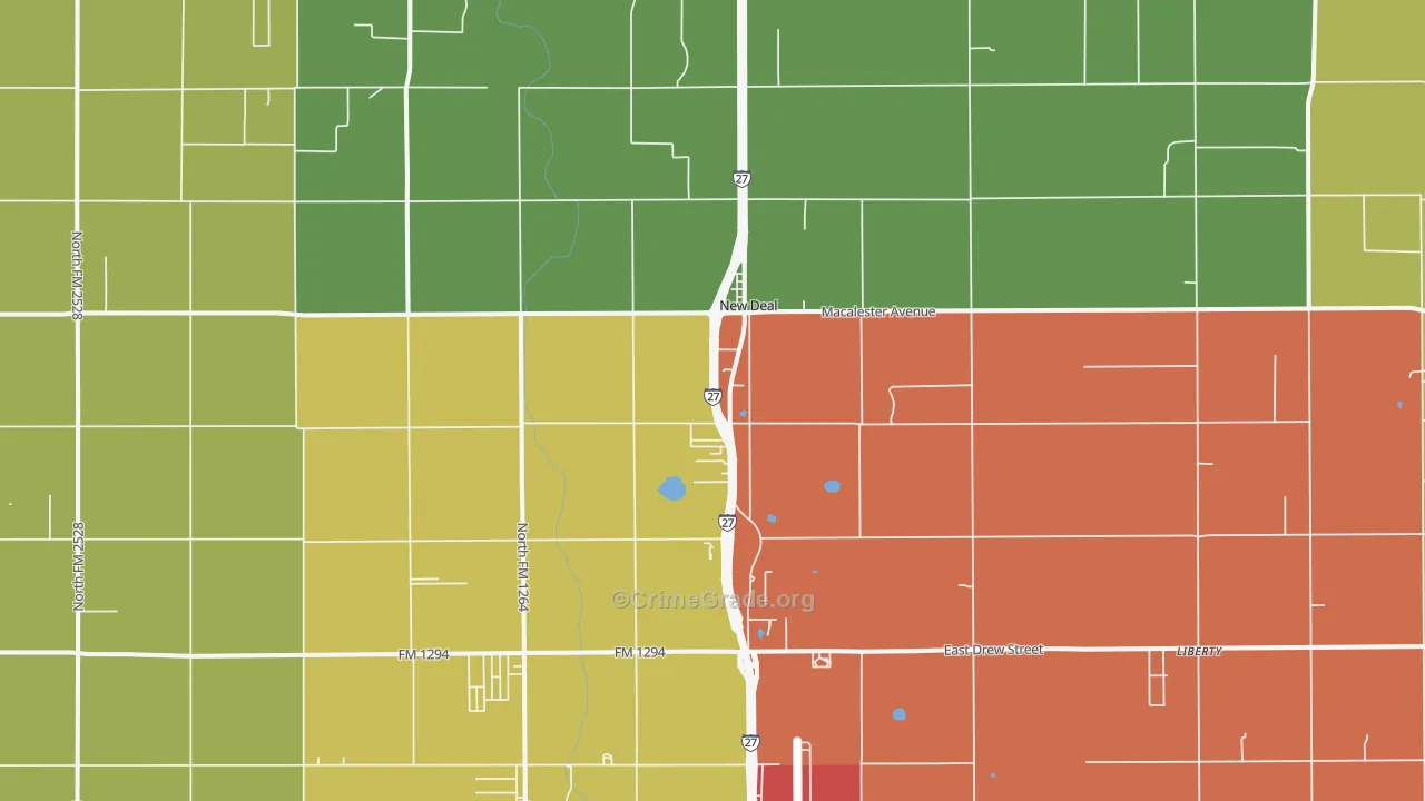 New Deal, TX Map of Robbery Rates