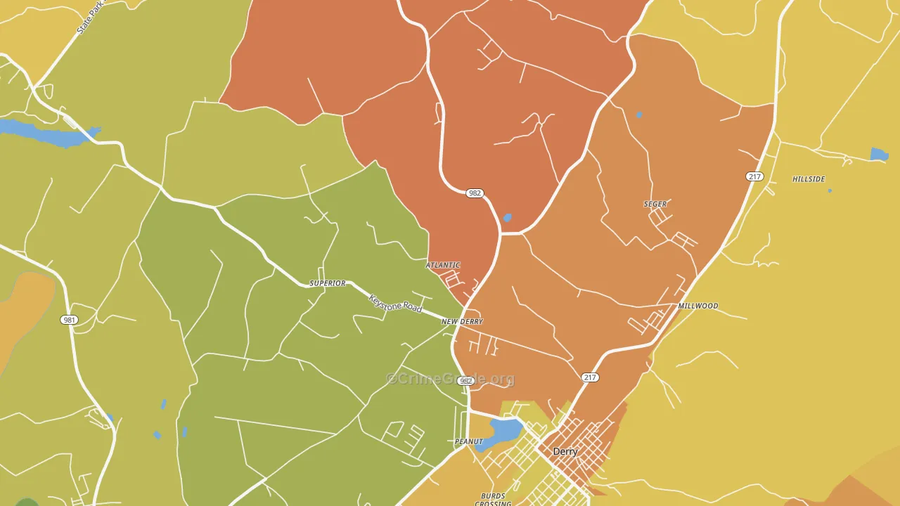 New Derry, PA Map of Robbery Rates