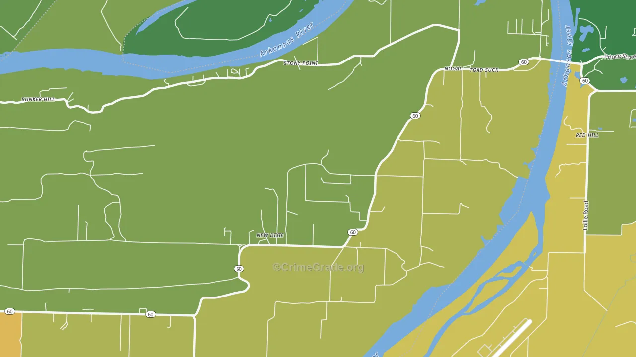 New Dixie, AR Map of Robbery Rates