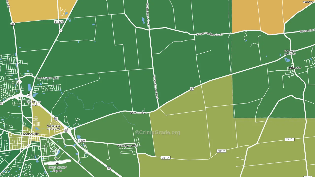 New Dover, OH Map of Robbery Rates