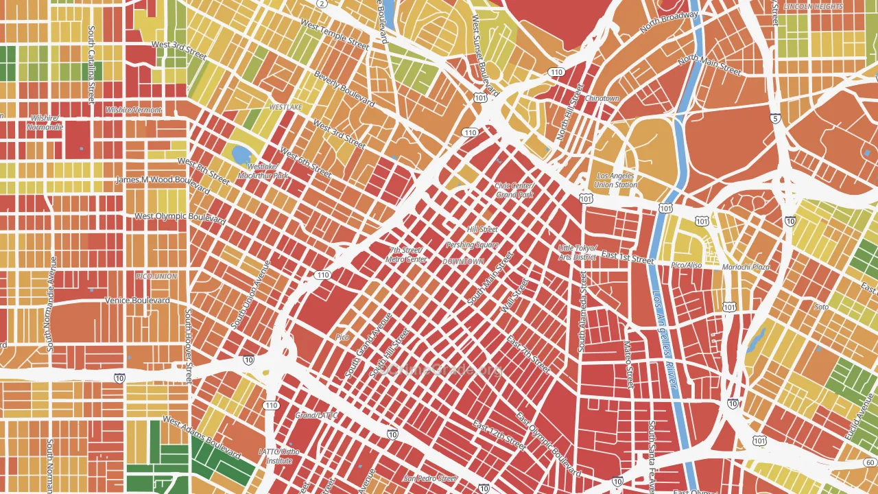 New Downtown, Los Angeles, CA Map of Robbery Rates