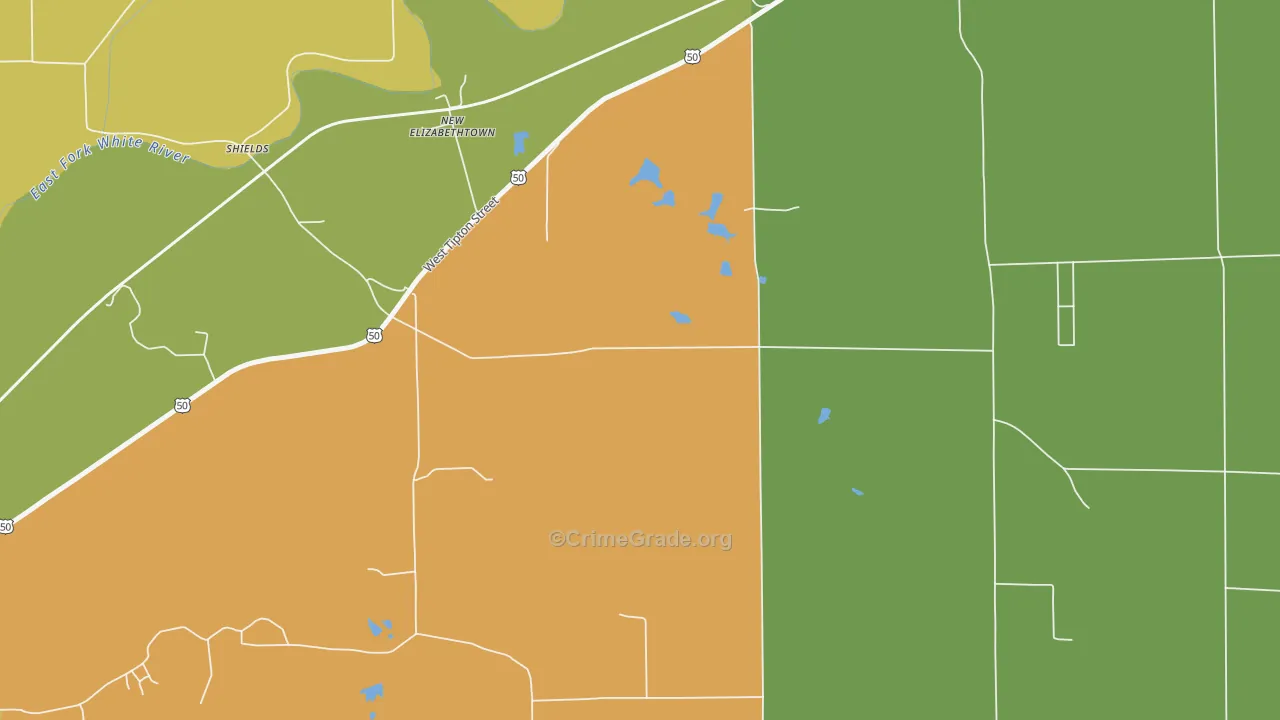 New Elizabethtown, IN Map of Robbery Rates