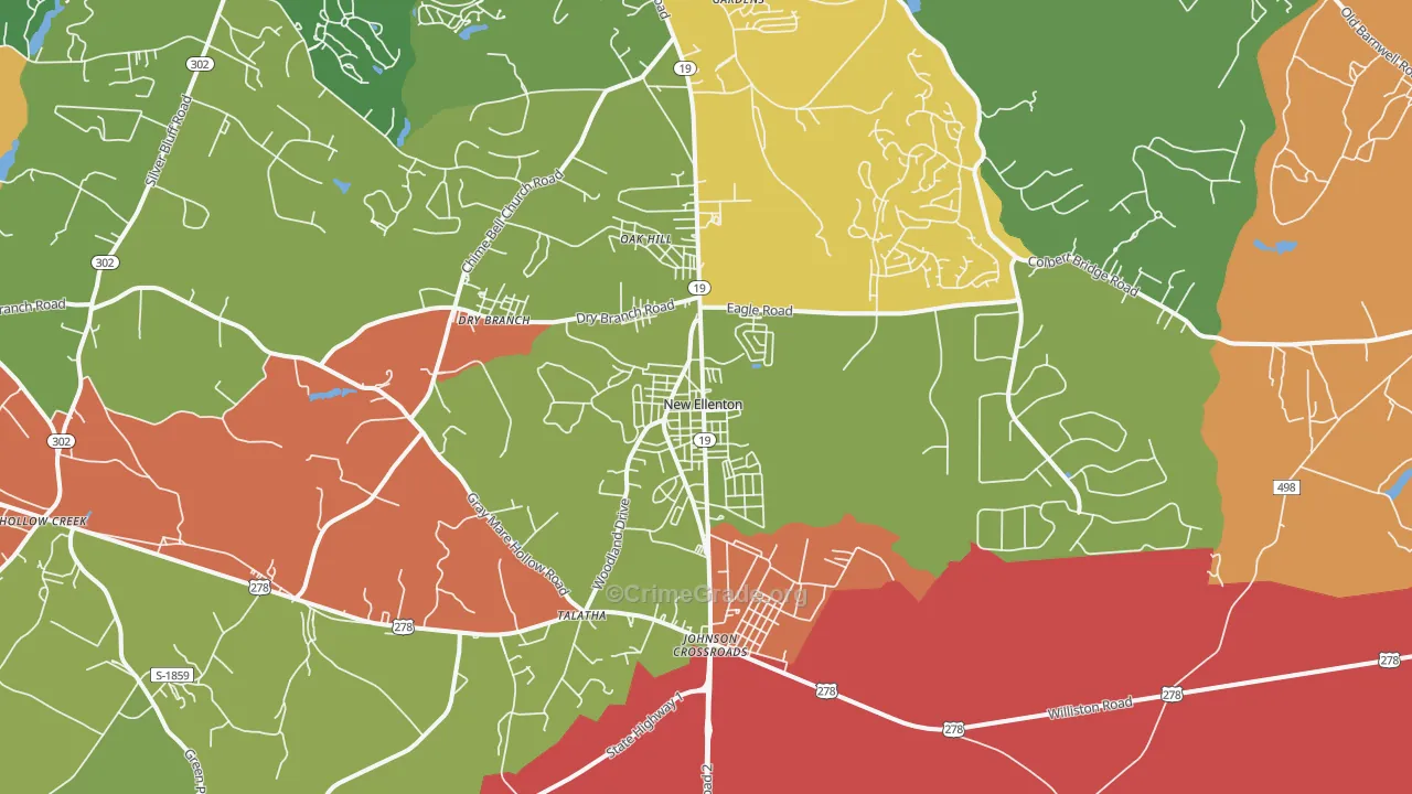 New Ellenton, SC Map of Robbery Rates