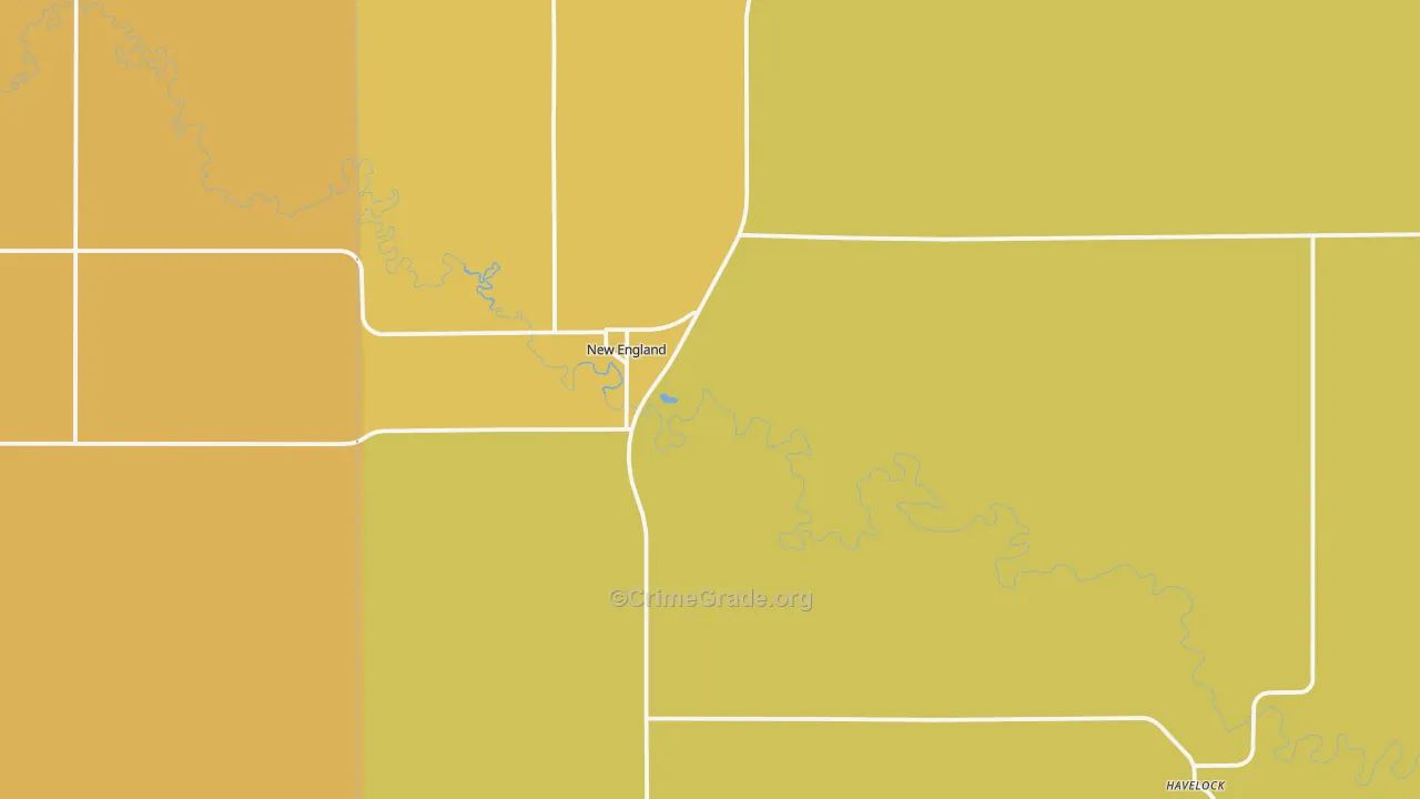 New England, ND Map of Robbery Rates