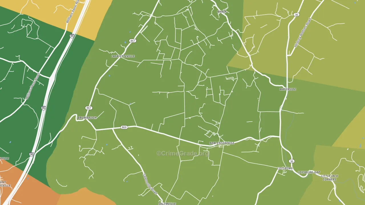 New Enterprise, PA Map of Robbery Rates