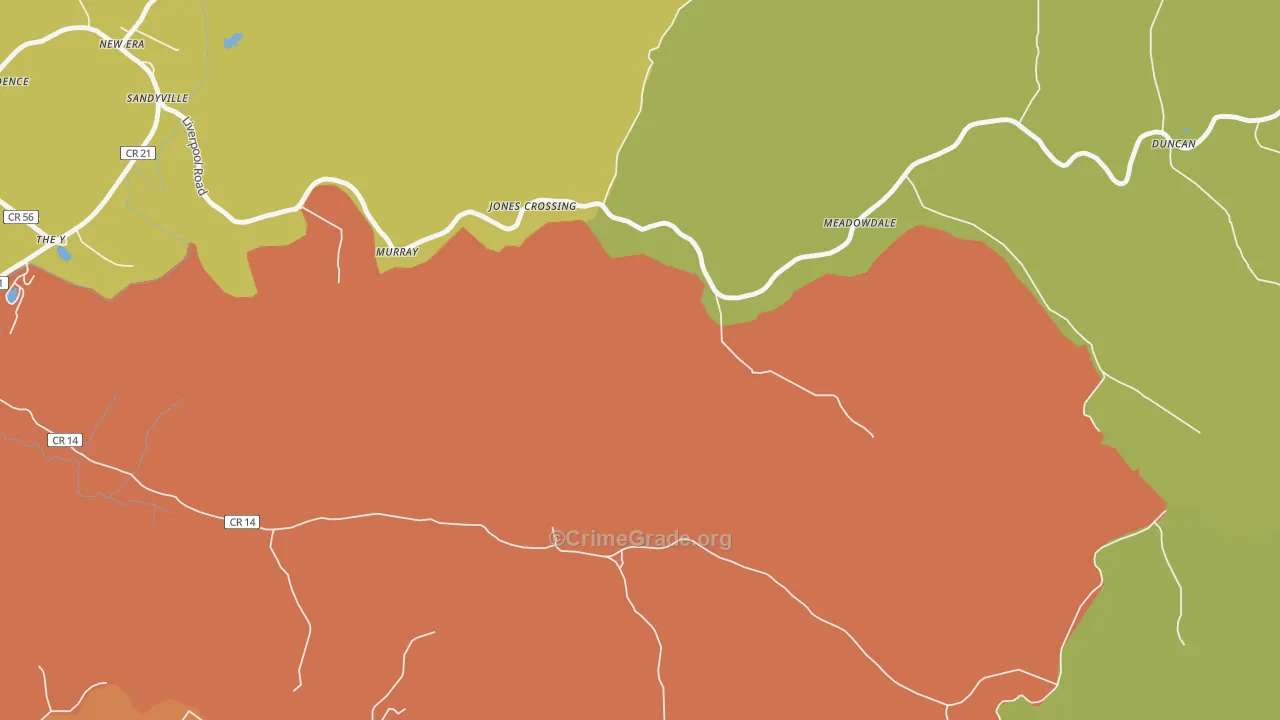 New Era, WV Map of Robbery Rates