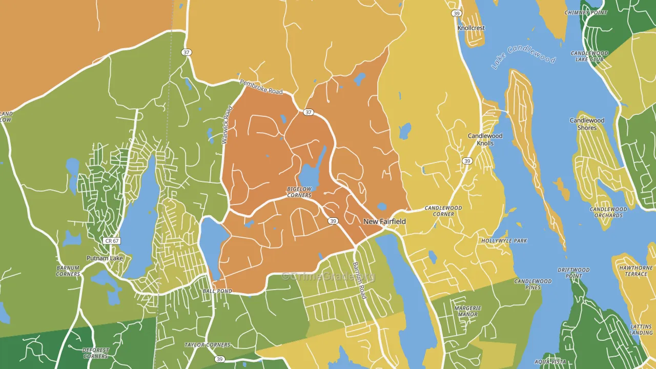 New Fairfield, CT Map of Robbery Rates