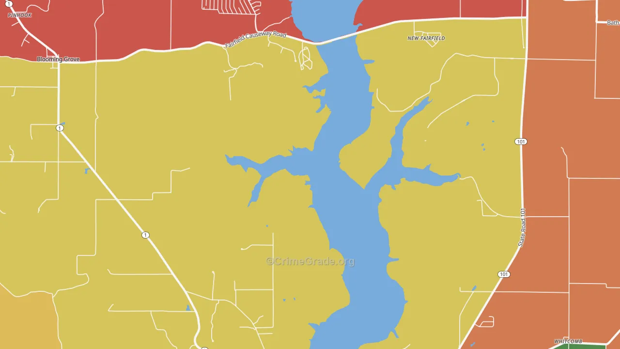 New Fairfield, IN Map of Robbery Rates