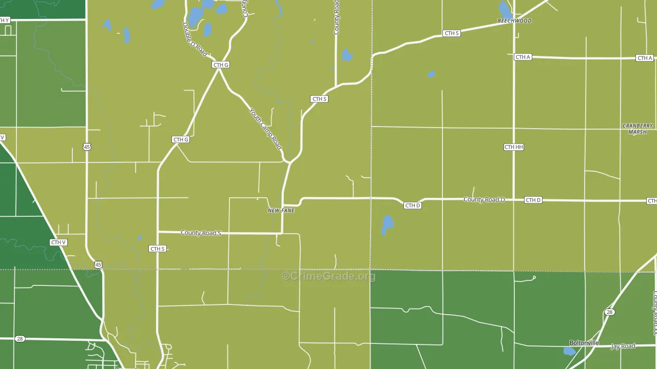 New Fane, WI Map of Robbery Rates