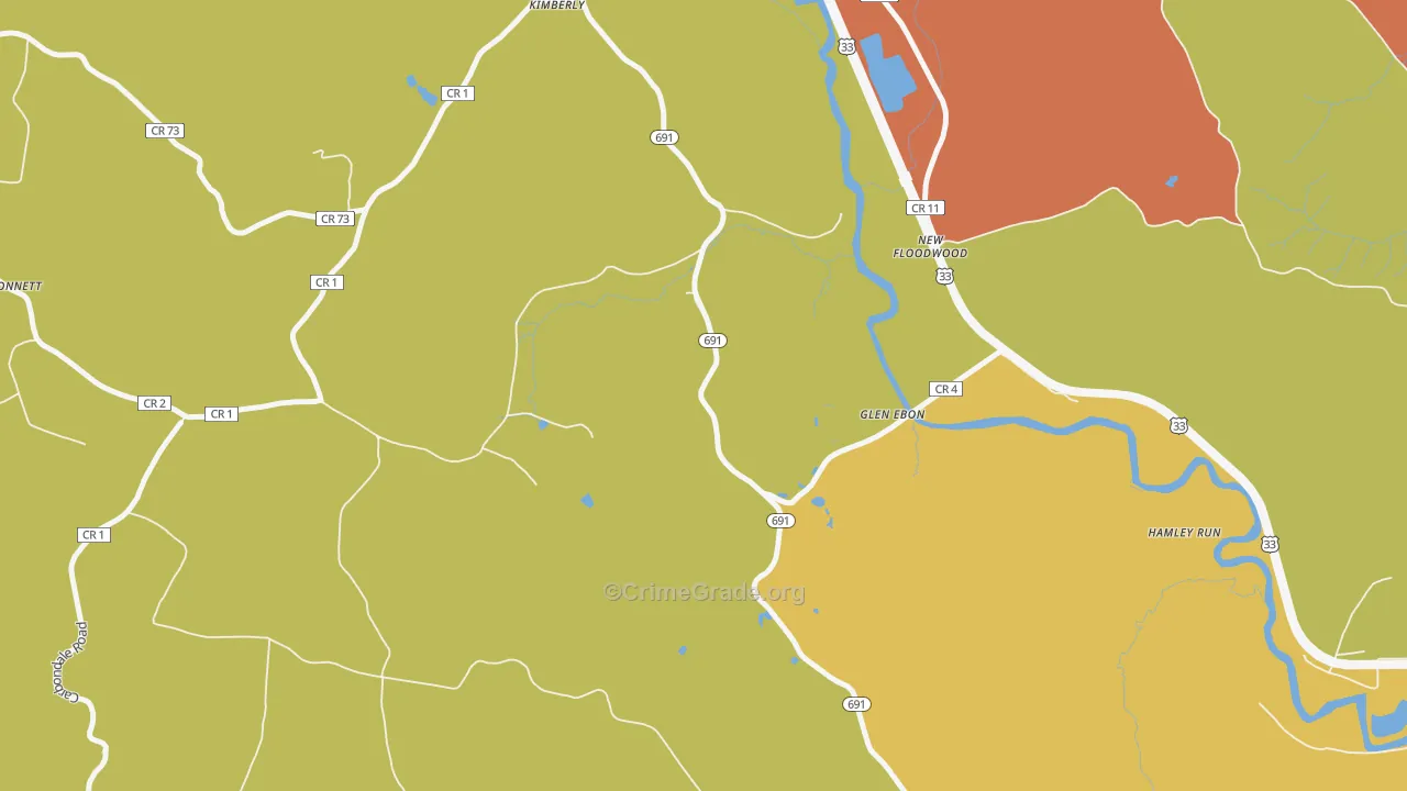 New Floodwood, OH Map of Robbery Rates