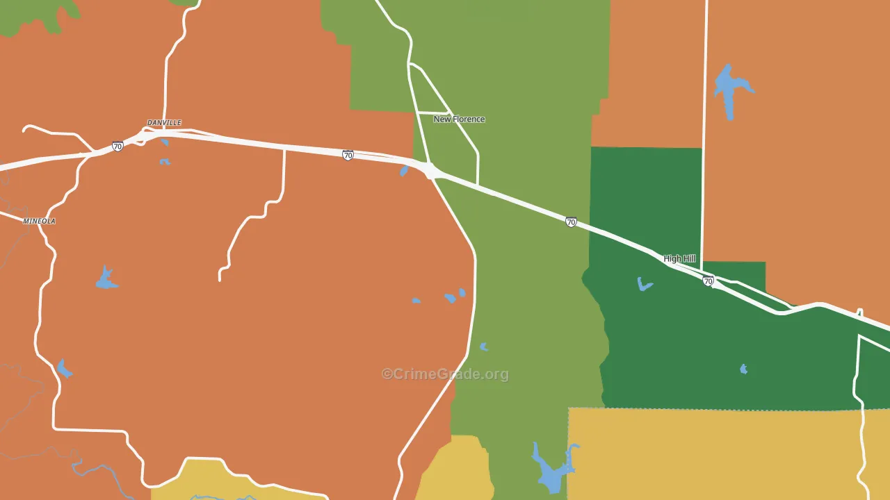 New Florence, MO Map of Robbery Rates