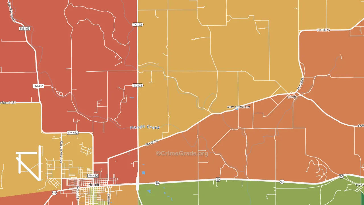 New Fountain, TX Map of Robbery Rates