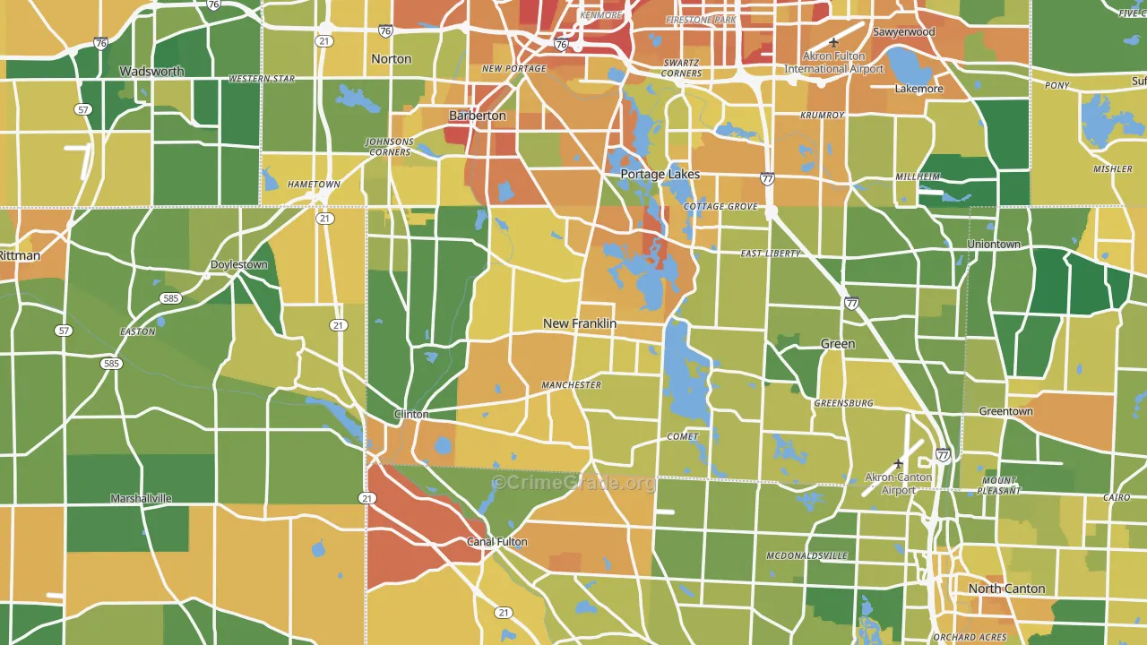 New Franklin, OH Map of Robbery Rates