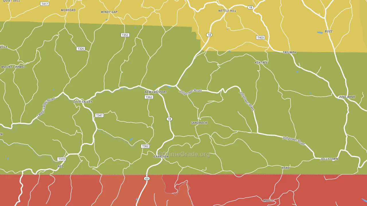 New Freeport, PA Map of Robbery Rates