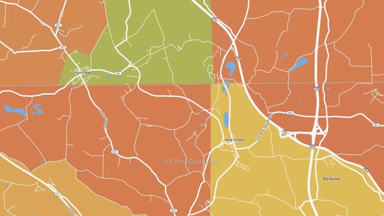 New Galilee, PA Map of Robbery Rates