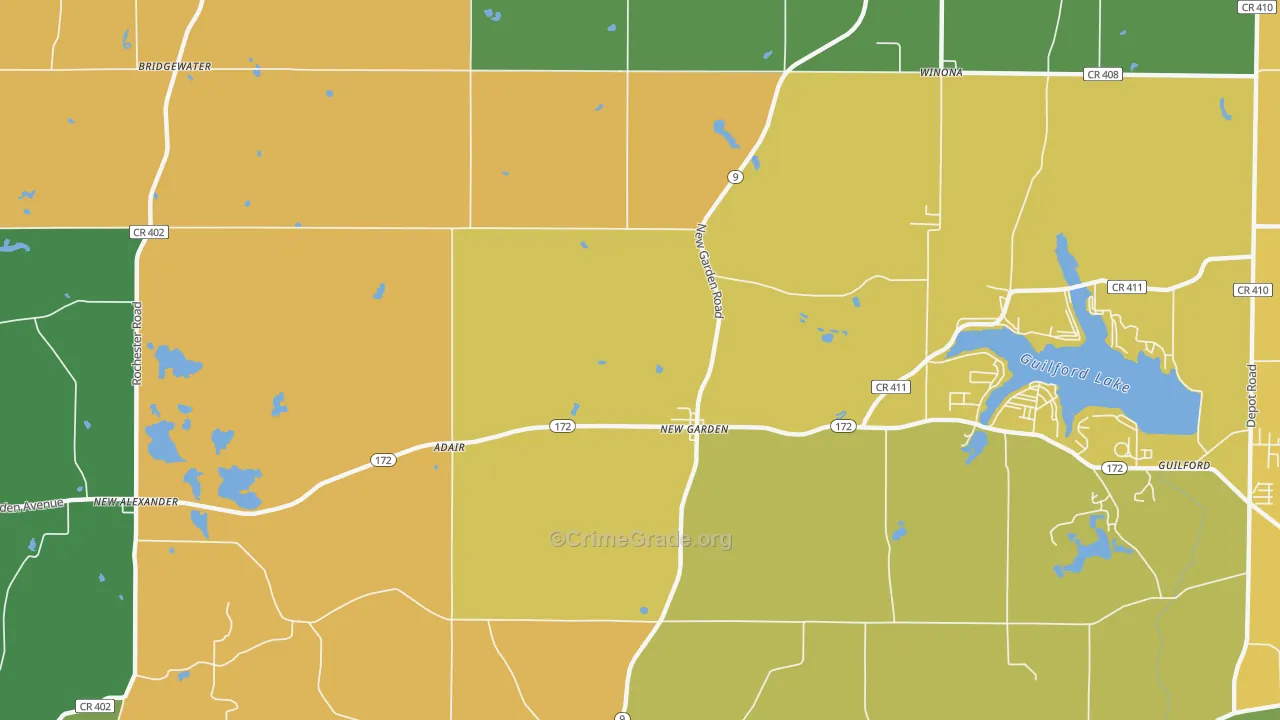 New Garden, OH Map of Robbery Rates