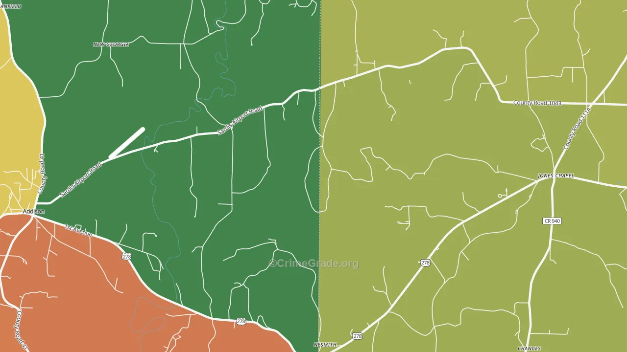 New Georgia, AL Map of Robbery Rates