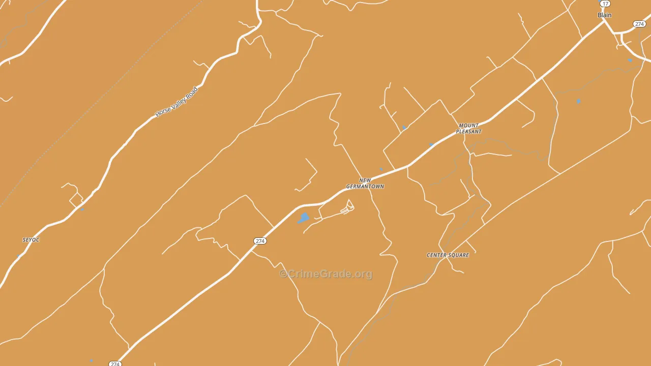 New Germantown, PA Map of Robbery Rates