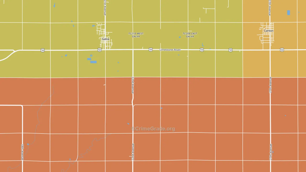 New Gottland, KS Map of Robbery Rates