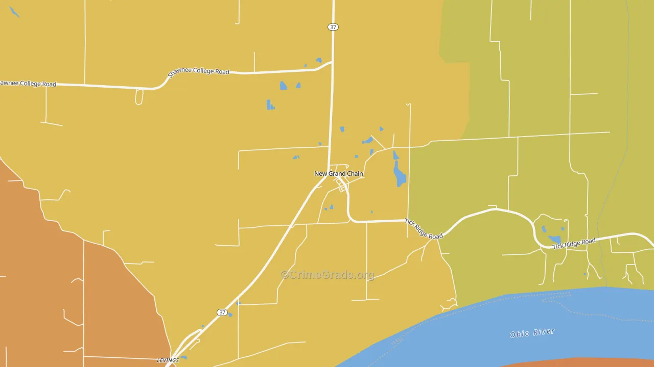 New Grand Chain, IL Map of Robbery Rates