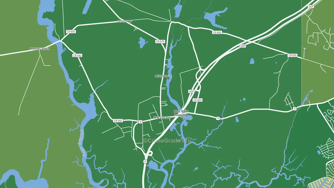 New Gretna, NJ Map of Robbery Rates